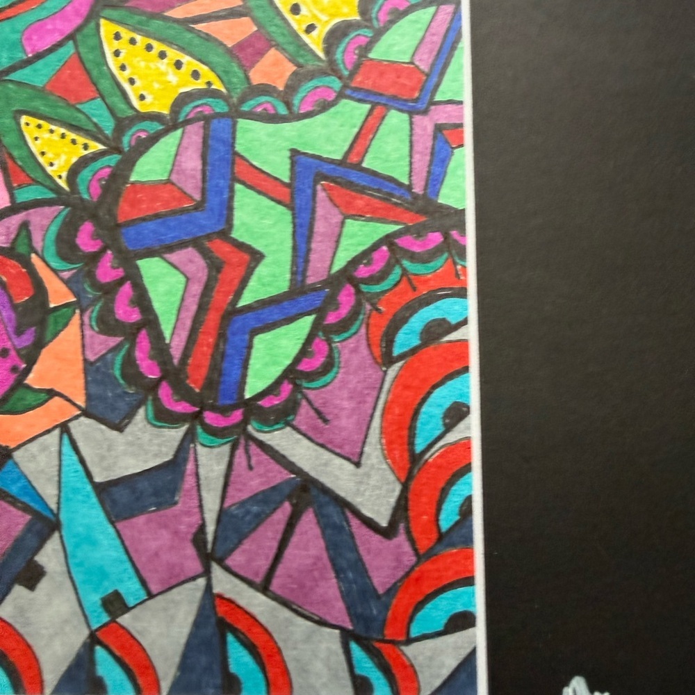 Original hand drawn intuitive abstract art with mat. - Picture 6 of 6
